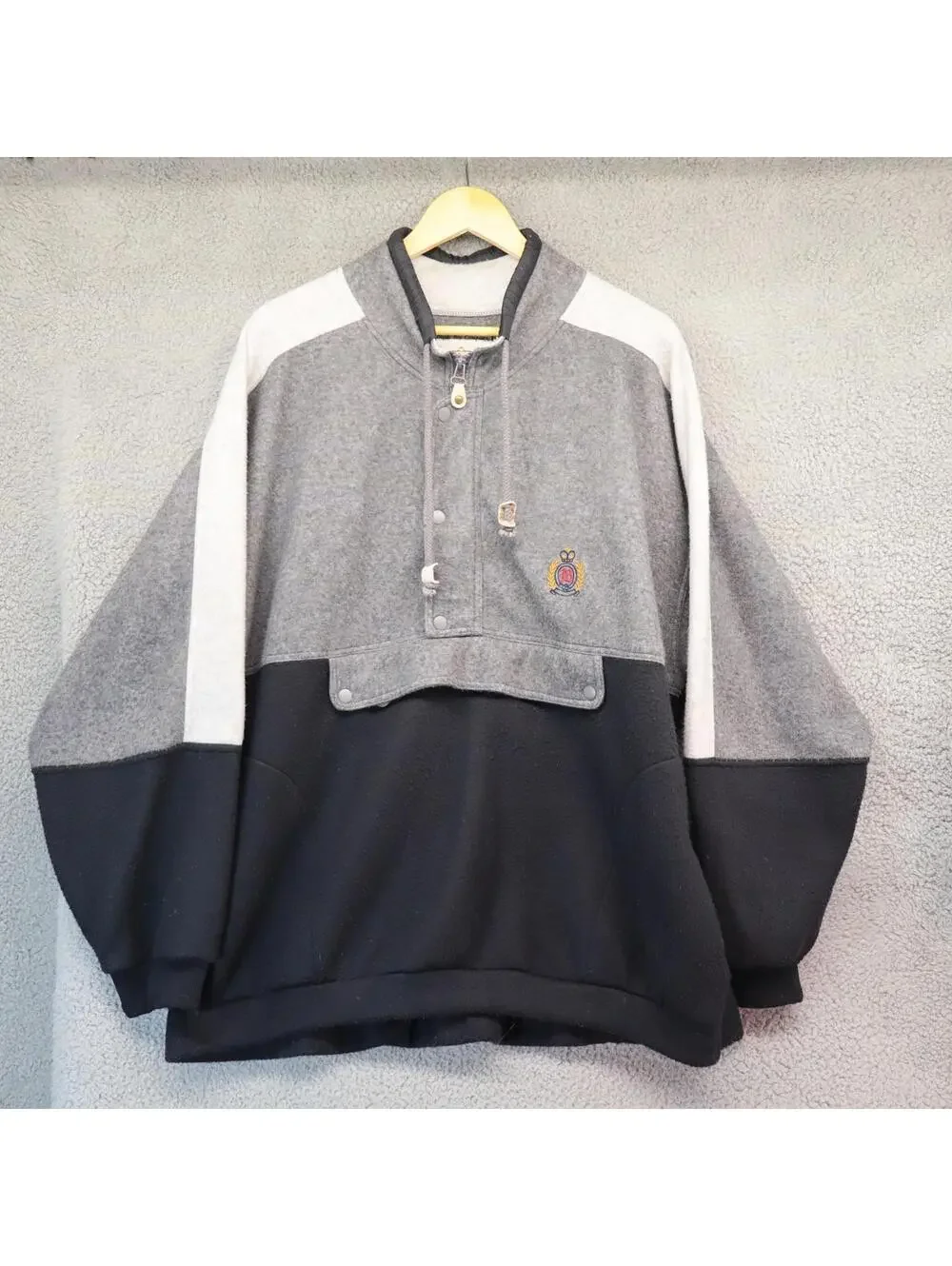 Bugle Boy XL Fleece 1/2 Zip Jacket Pockets vtg 90